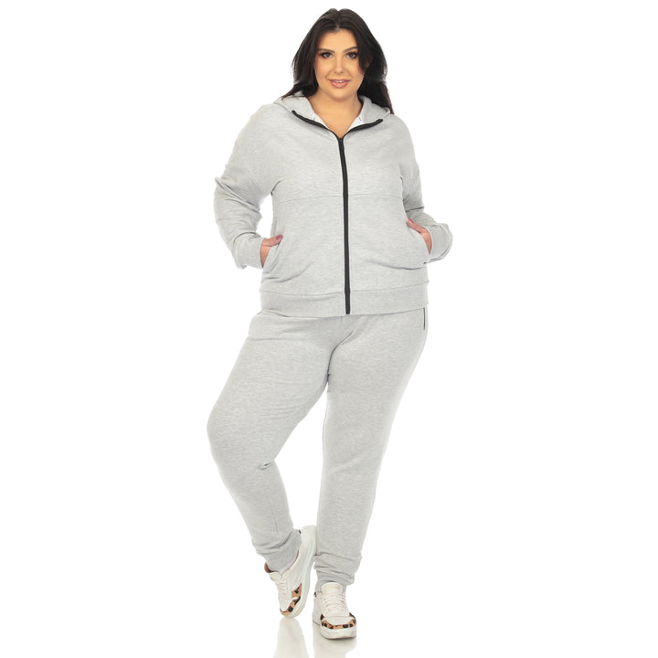 Women's Plus Size Two Piece Fleece Sweatsuit Set