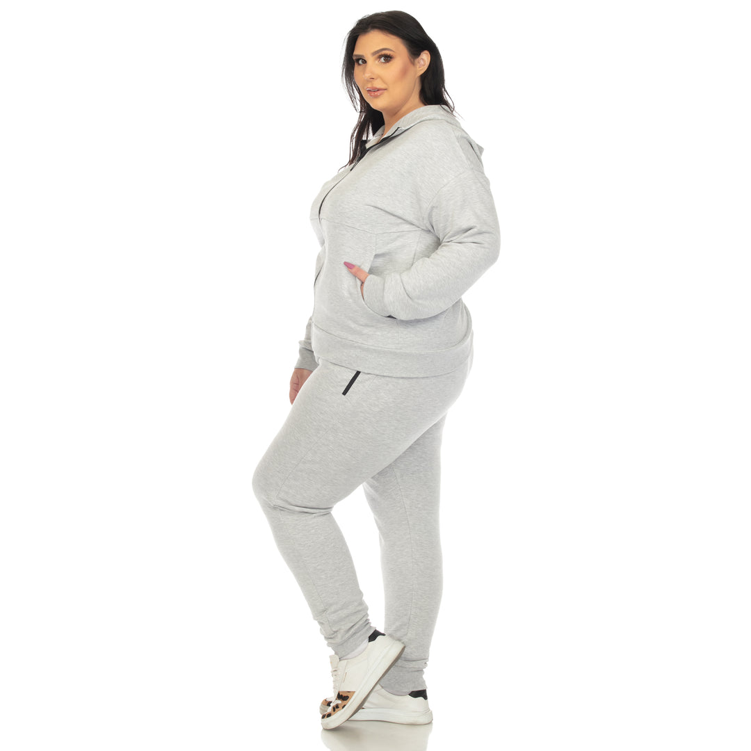 Women's Plus Size Two Piece Fleece Sweatsuit Set