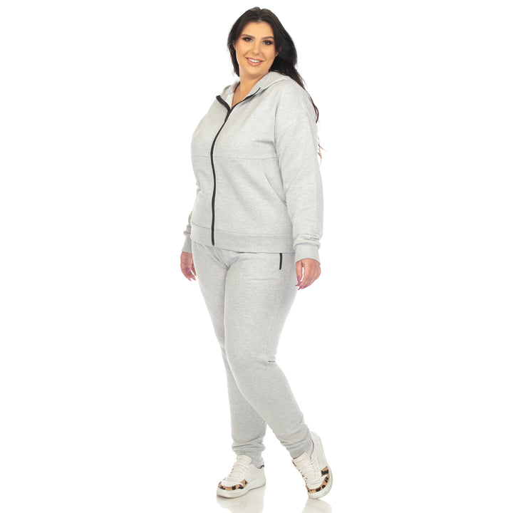 Women's Plus Size Two Piece Fleece Sweatsuit Set
