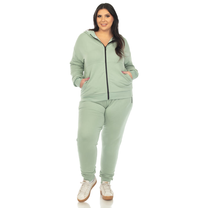 Women's Plus Size Two Piece Fleece Sweatsuit Set