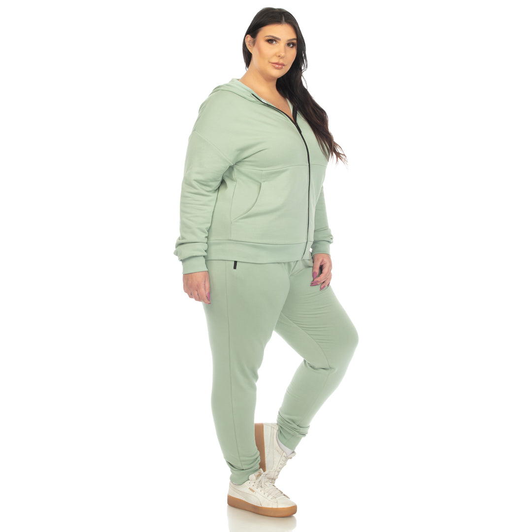 Women's Plus Size Two Piece Fleece Sweatsuit Set