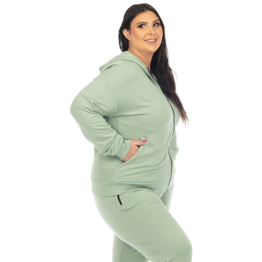 Women's Plus Size Two Piece Fleece Sweatsuit Set