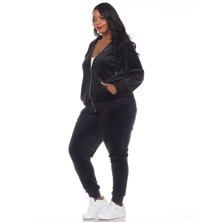 Women's Plus Size 2 Piece Velour Tracksuit Set