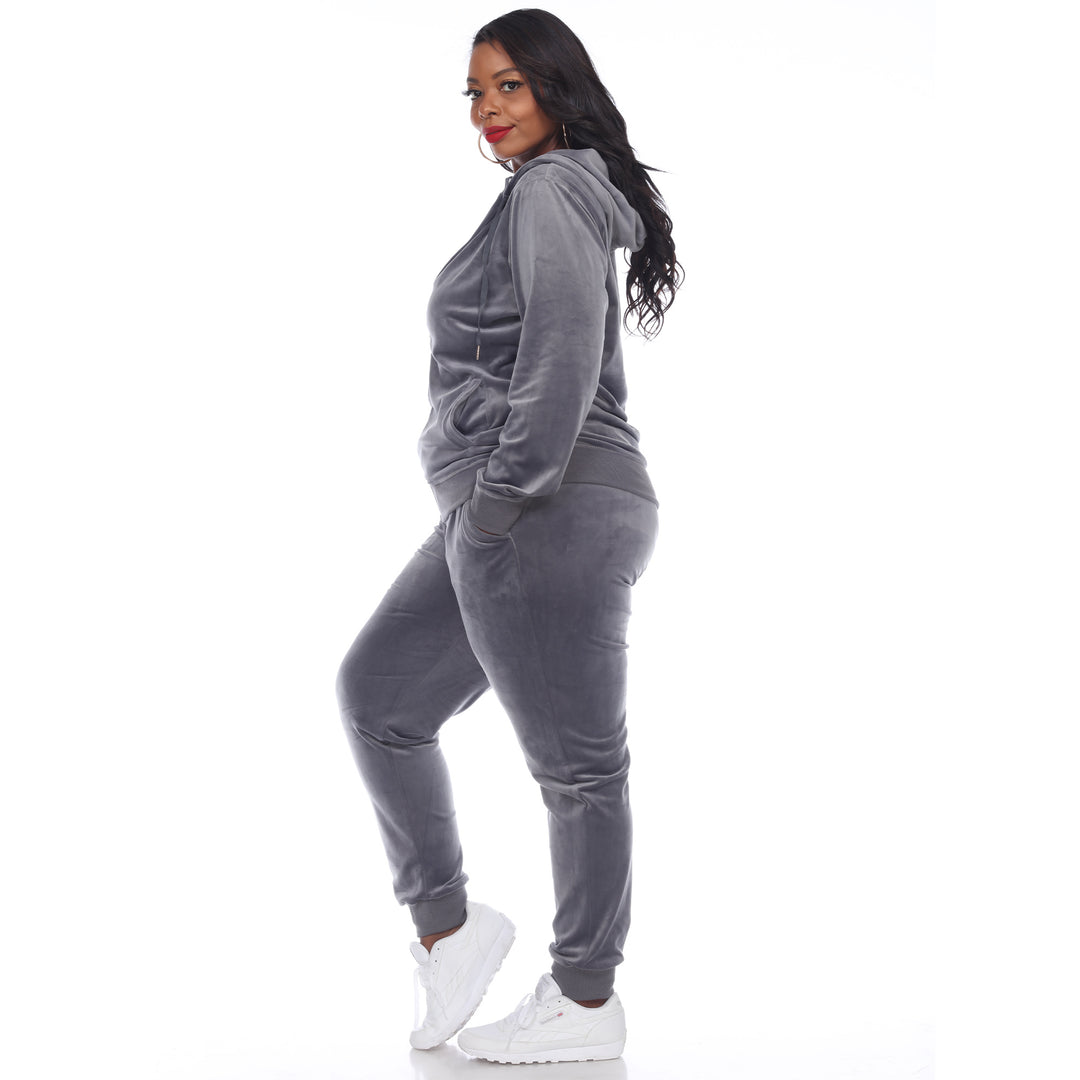 Women's Plus Size 2 Piece Velour Tracksuit Set