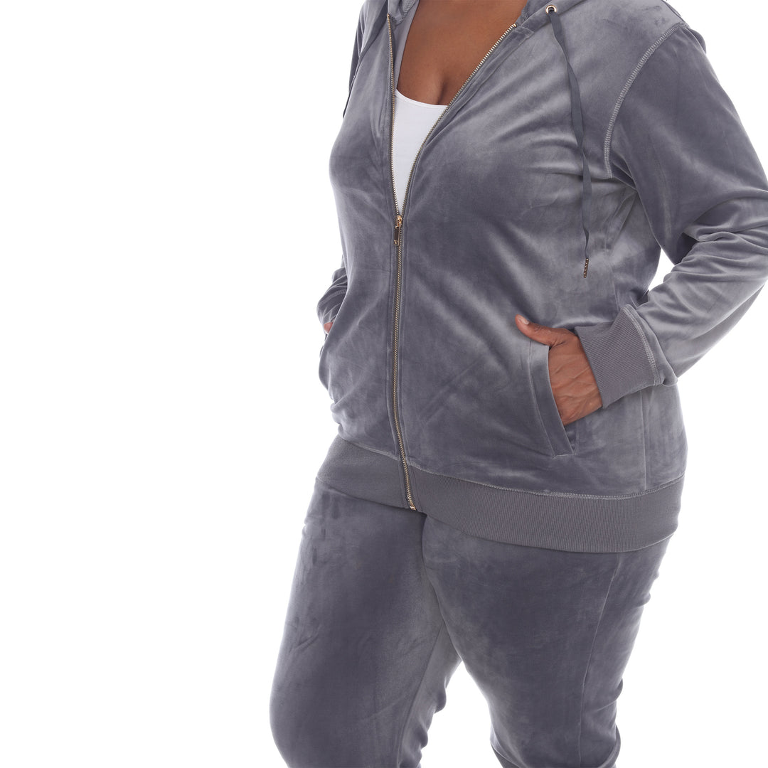 Women's Plus Size 2 Piece Velour Tracksuit Set