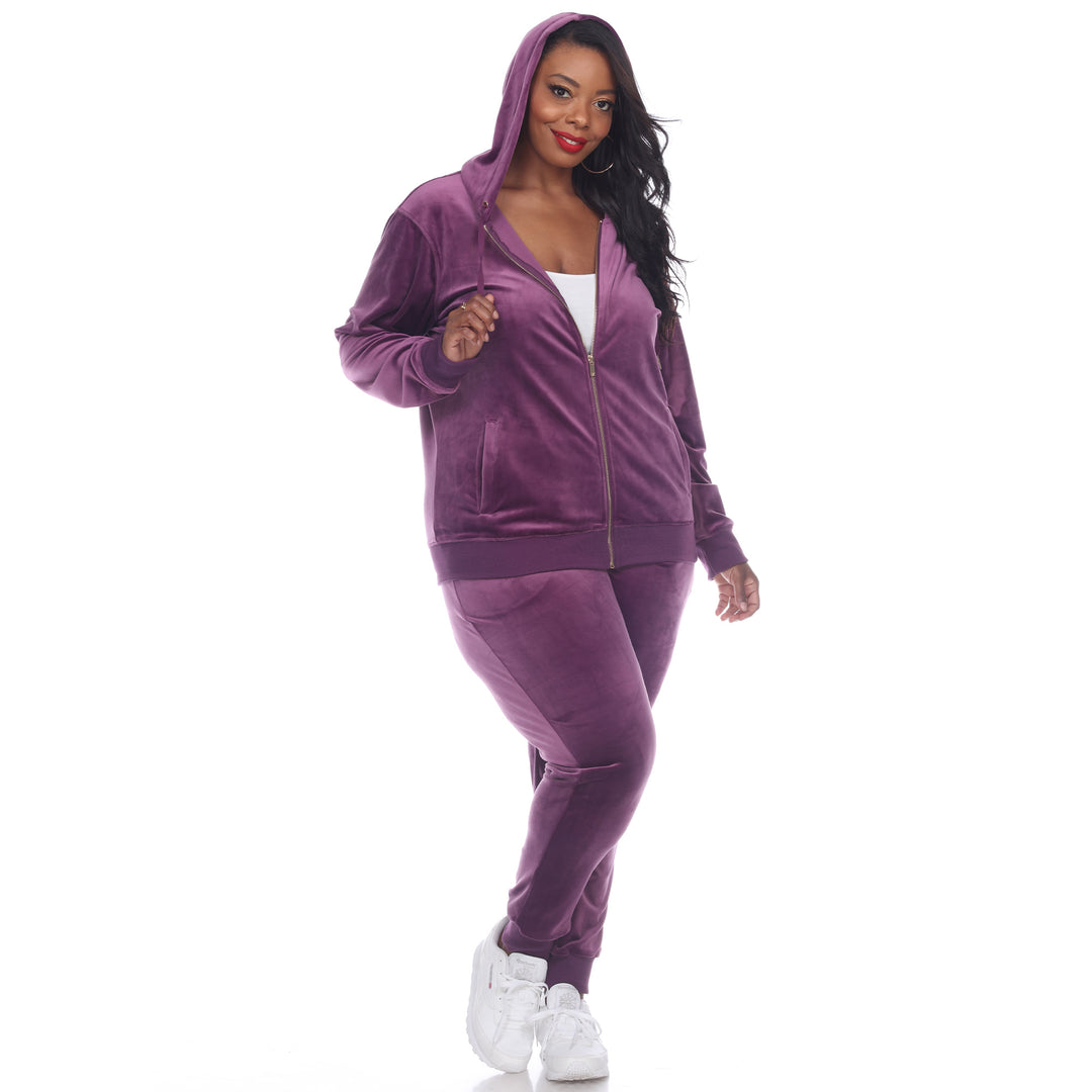Women's Plus Size 2 Piece Velour Tracksuit Set