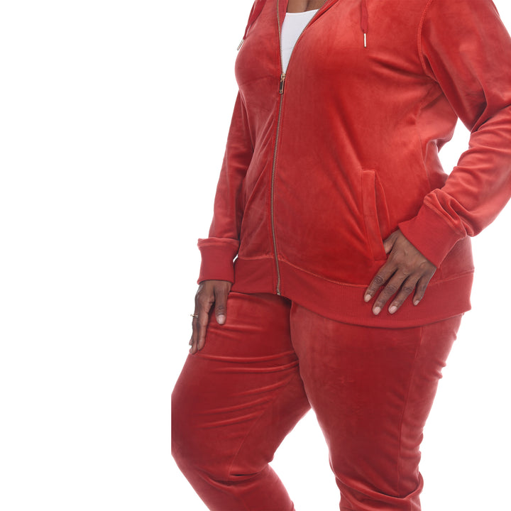 Women's Plus Size 2 Piece Velour Tracksuit Set