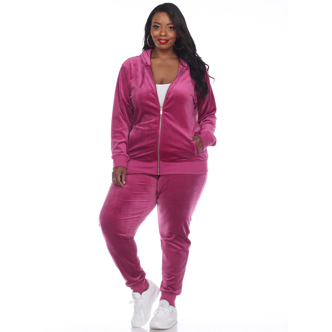 Women's Plus Size 2 Piece Velour Tracksuit Set