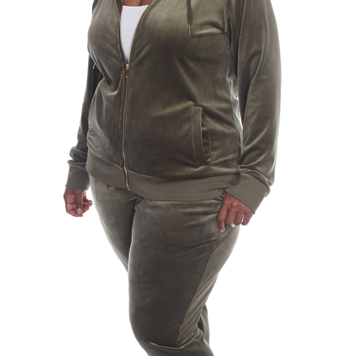Women's Plus Size 2 Piece Velour Tracksuit Set