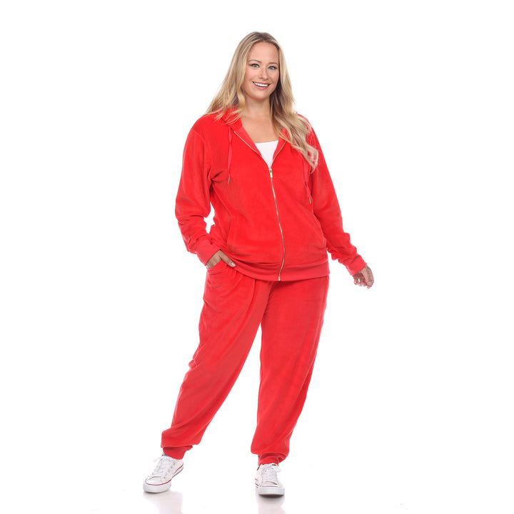 Women's Plus Size 2 Piece Velour Tracksuit Set