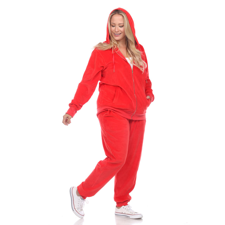 Women's Plus Size 2 Piece Velour Tracksuit Set