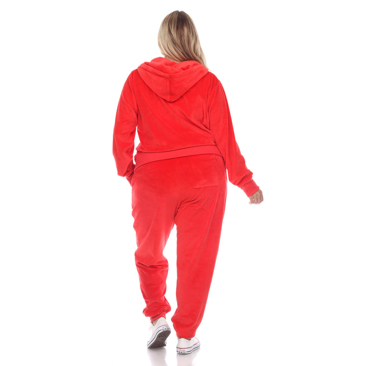 Women's Plus Size 2 Piece Velour Tracksuit Set