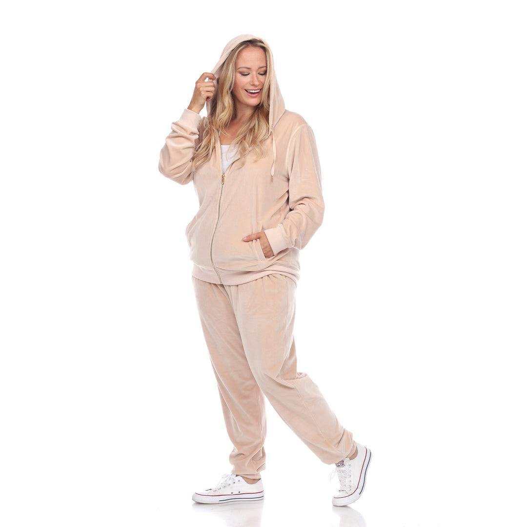 Women's Plus Size 2 Piece Velour Tracksuit Set