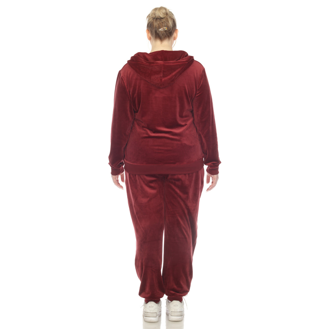 Women's Plus Size 2 Piece Velour Tracksuit Set