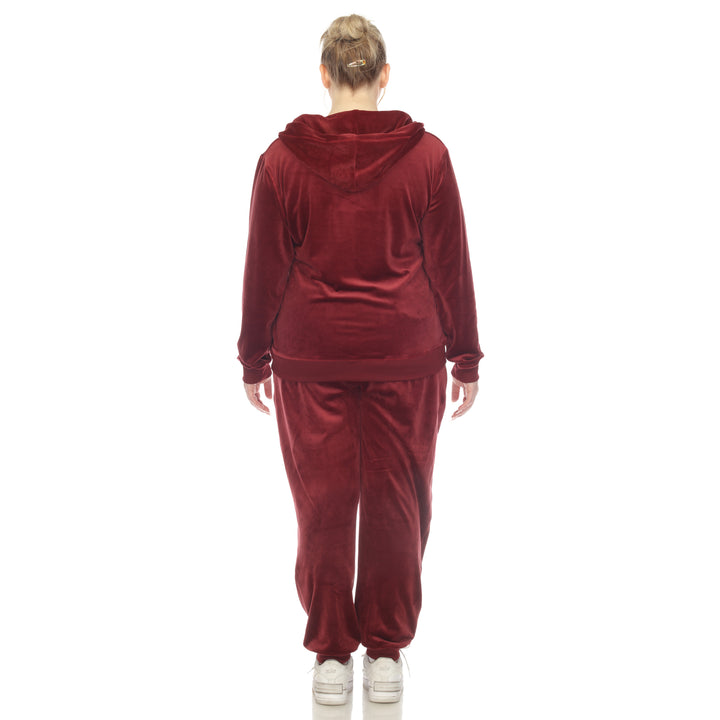 Women's Plus Size 2 Piece Velour Tracksuit Set
