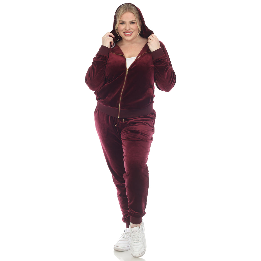 Women's Plus Size 2 Piece Velour Tracksuit Set