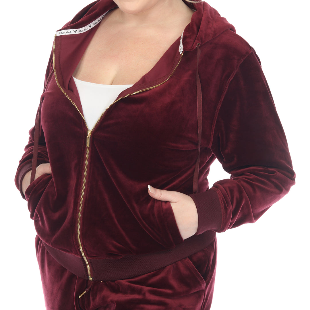 Women's Plus Size 2 Piece Velour Tracksuit Set