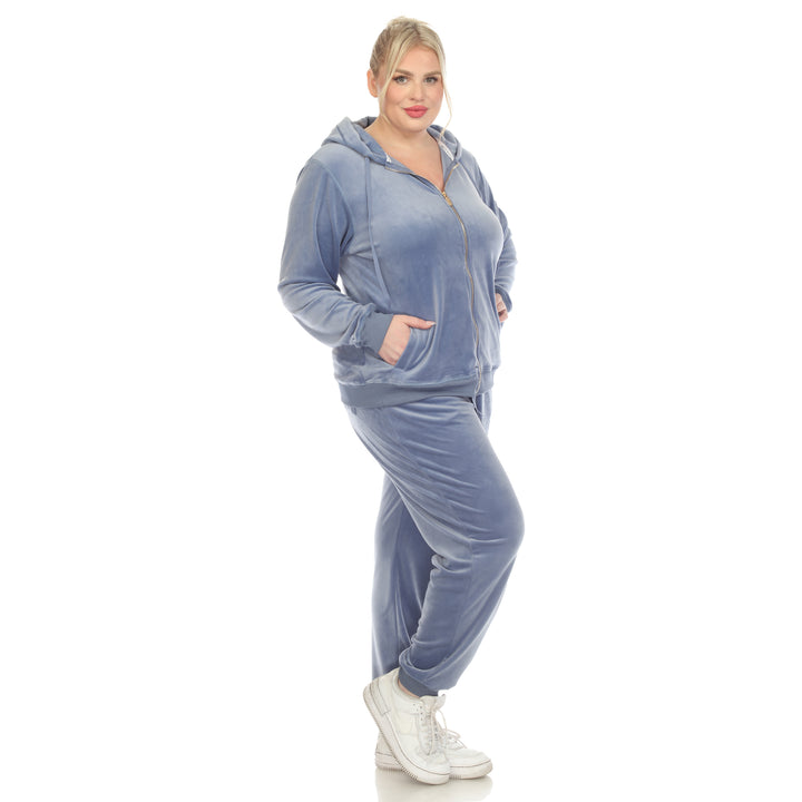 Women's Plus Size 2 Piece Velour Tracksuit Set