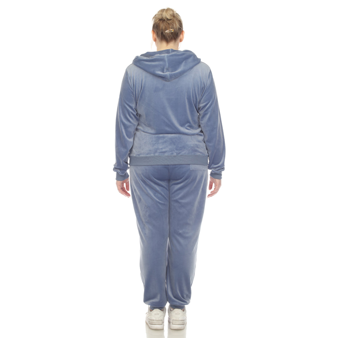 Women's Plus Size 2 Piece Velour Tracksuit Set
