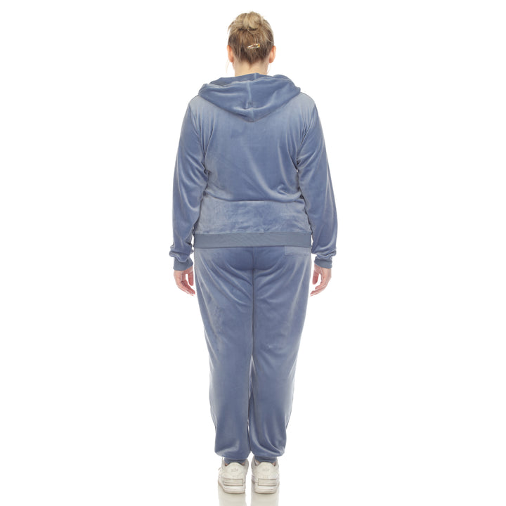 Women's Plus Size 2 Piece Velour Tracksuit Set