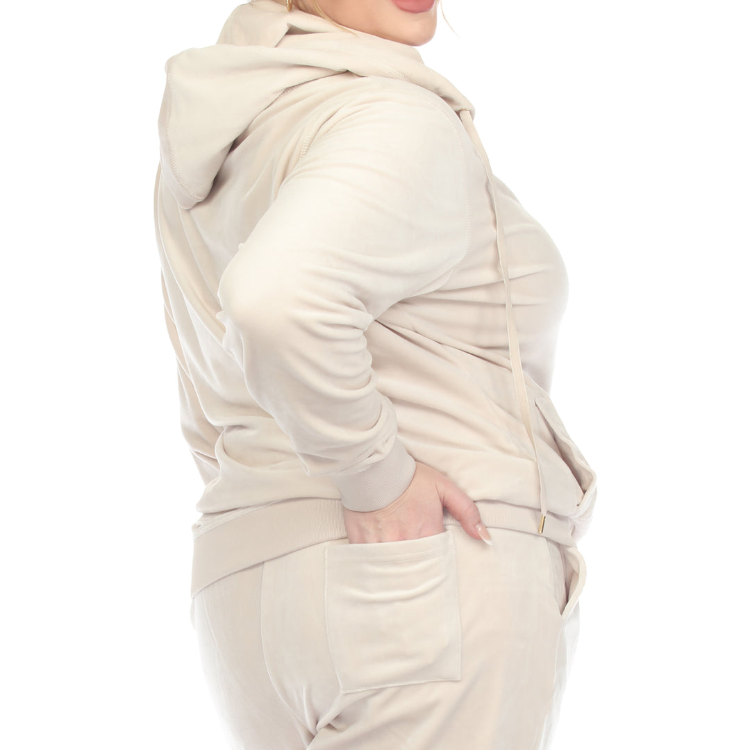 Women's Plus Size 2 Piece Velour Tracksuit Set