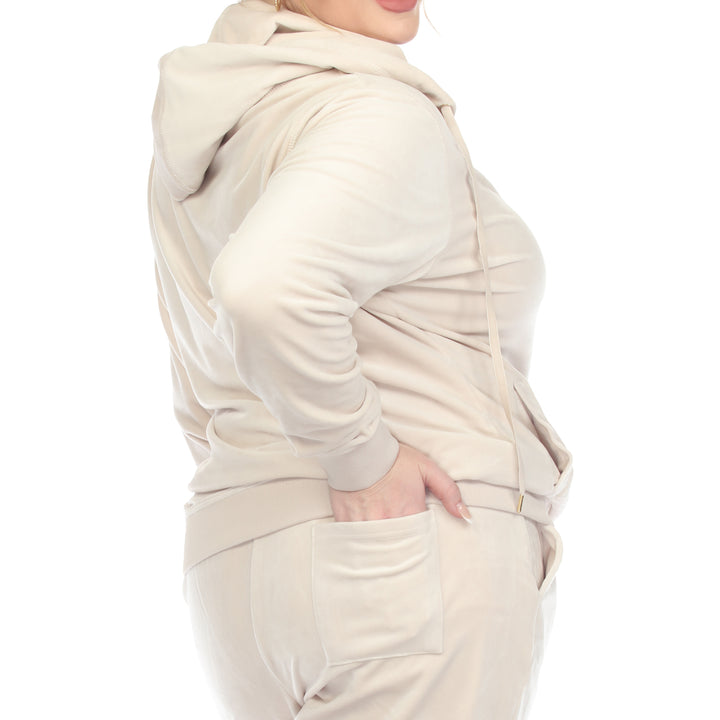 Women's Plus Size 2 Piece Velour Tracksuit Set