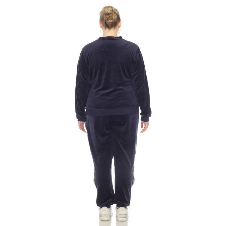 Women's Plus Size 2-Piece Velour with Faux Leather Stripe
