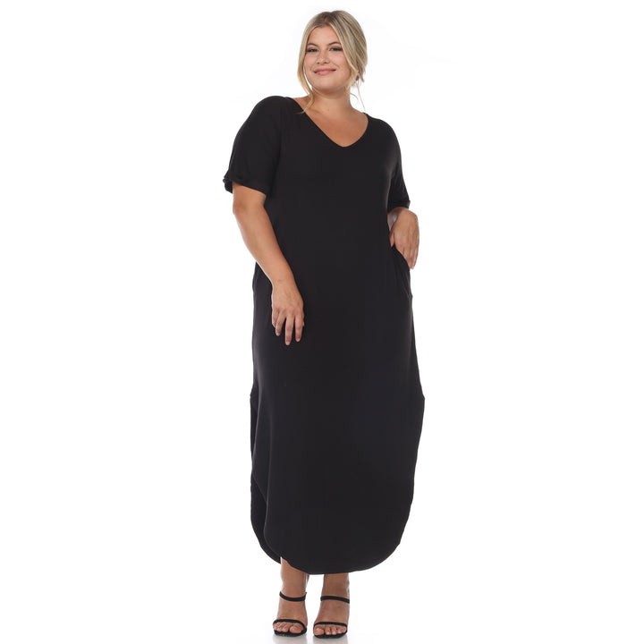 Women's Plus Size Short Sleeve V-neck Maxi Dress