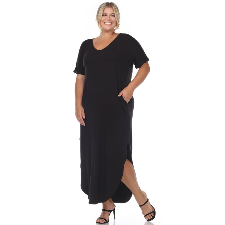 Women's Plus Size Short Sleeve V-neck Maxi Dress