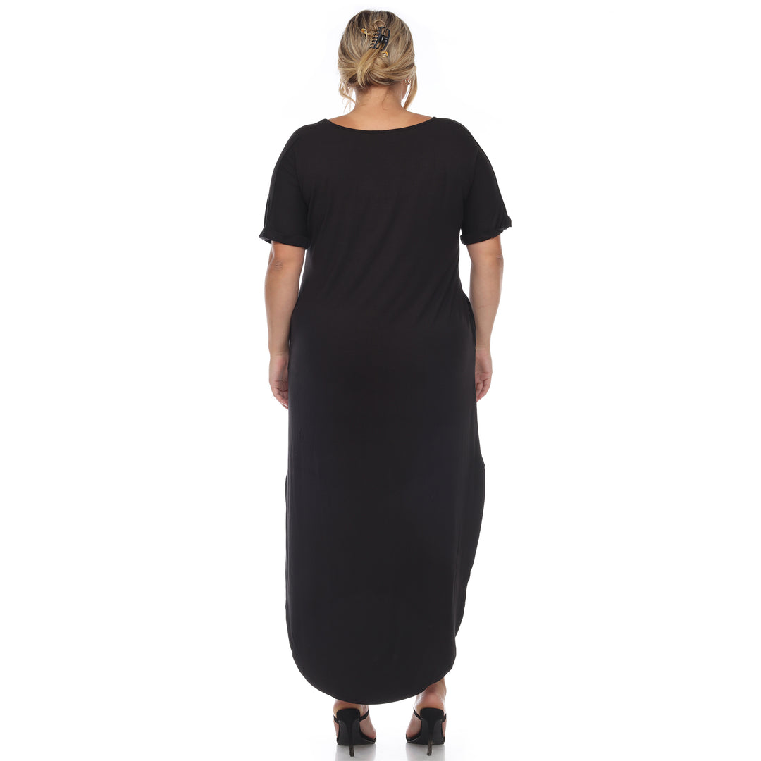 Women's Plus Size Short Sleeve V-neck Maxi Dress