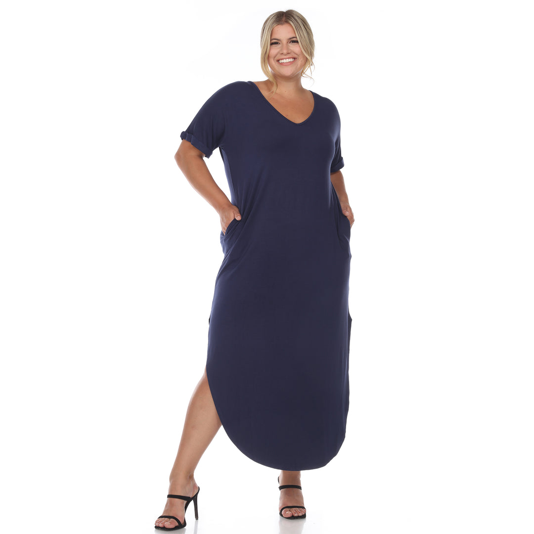 Women's Plus Size Short Sleeve V-neck Maxi Dress