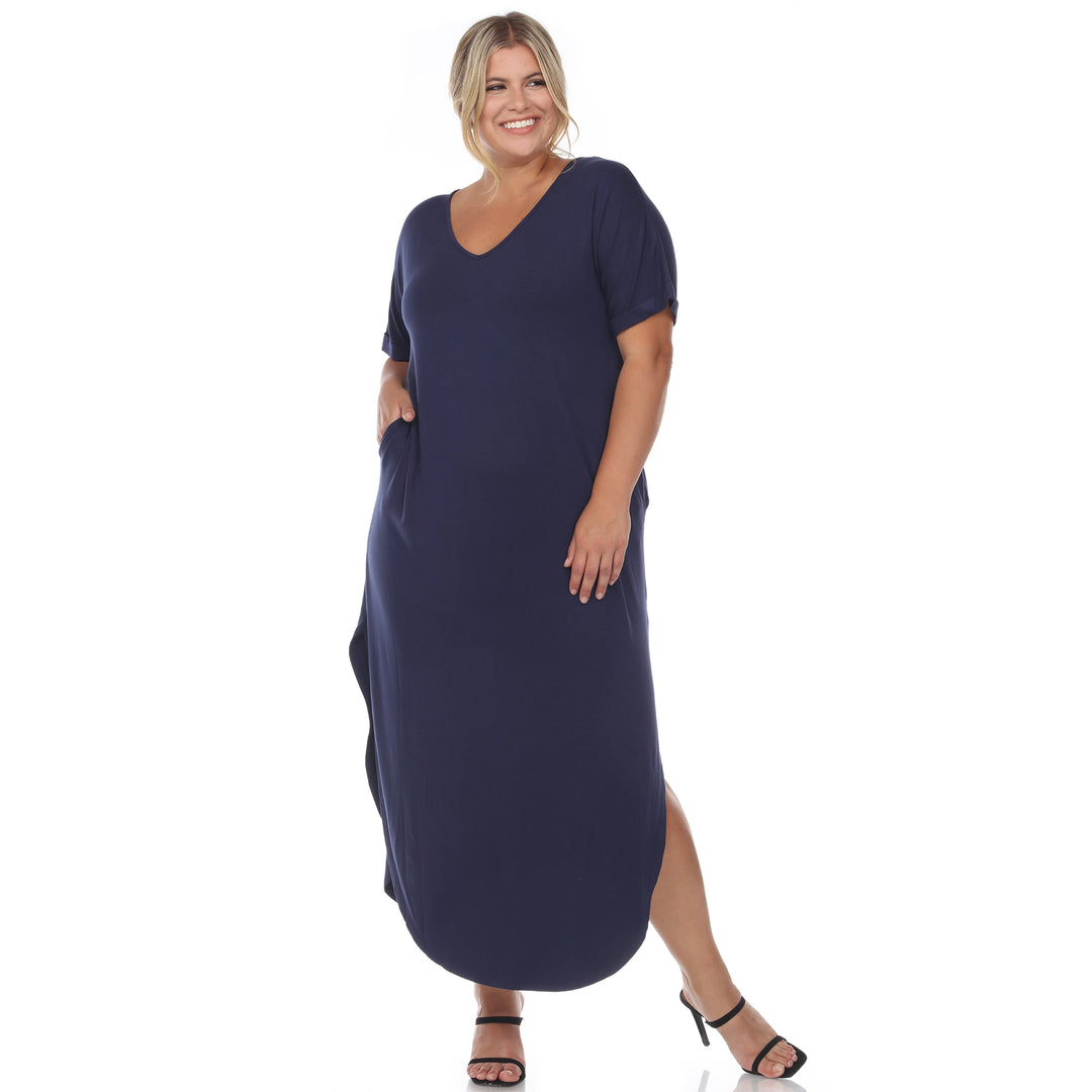 Women's Plus Size Short Sleeve V-neck Maxi Dress