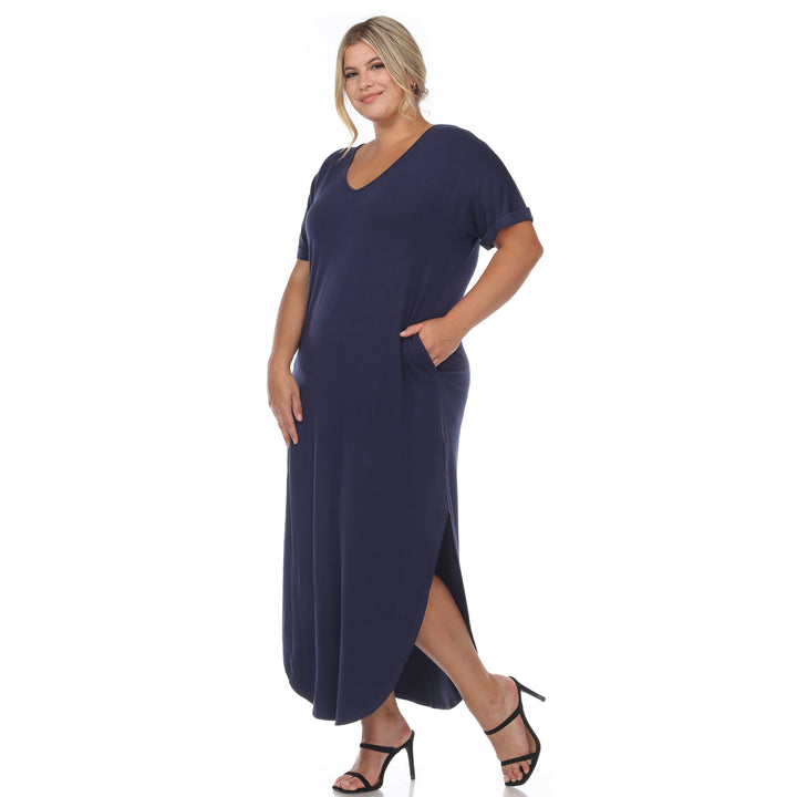 Women's Plus Size Short Sleeve V-neck Maxi Dress