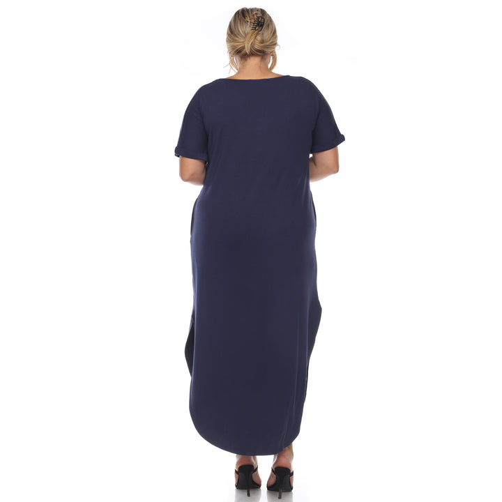Women's Plus Size Short Sleeve V-neck Maxi Dress