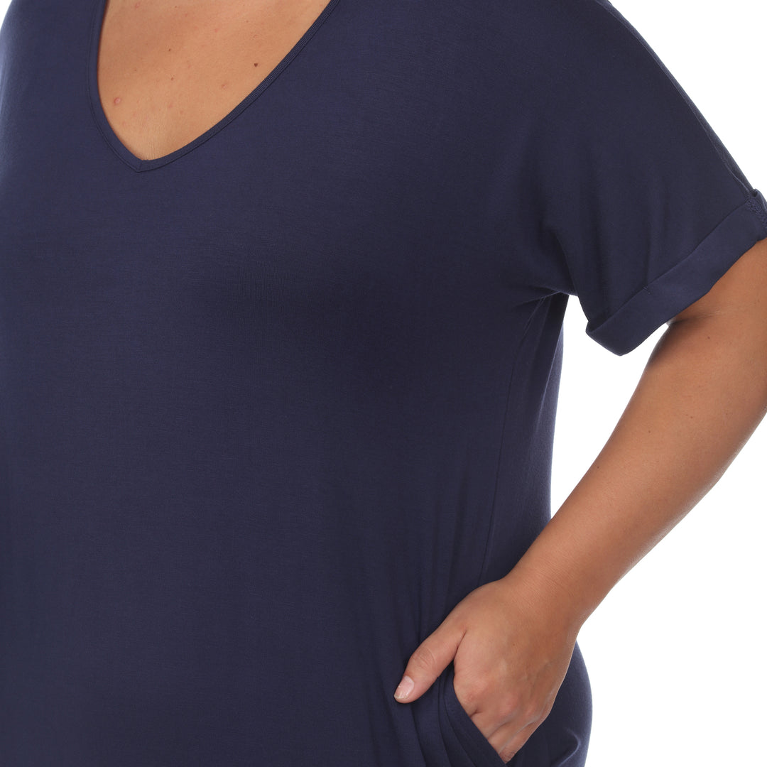 Women's Plus Size Short Sleeve V-neck Maxi Dress