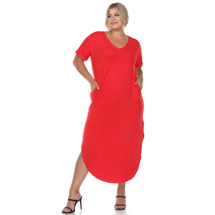 Women's Plus Size Short Sleeve V-neck Maxi Dress