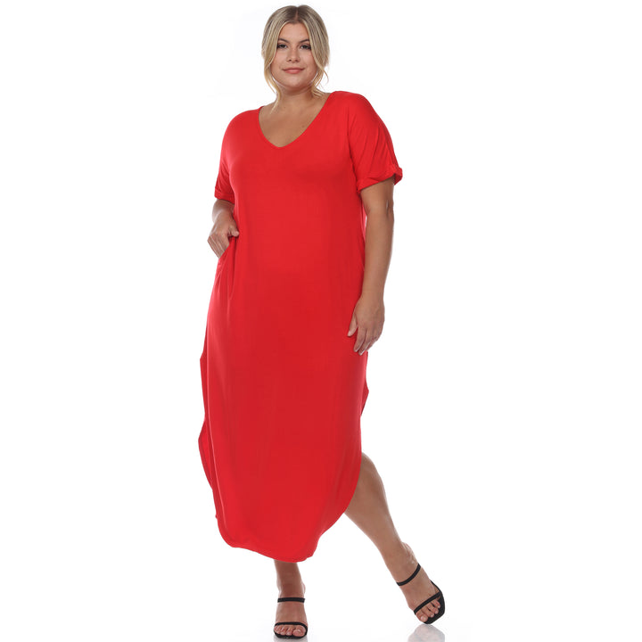 Women's Plus Size Short Sleeve V-neck Maxi Dress