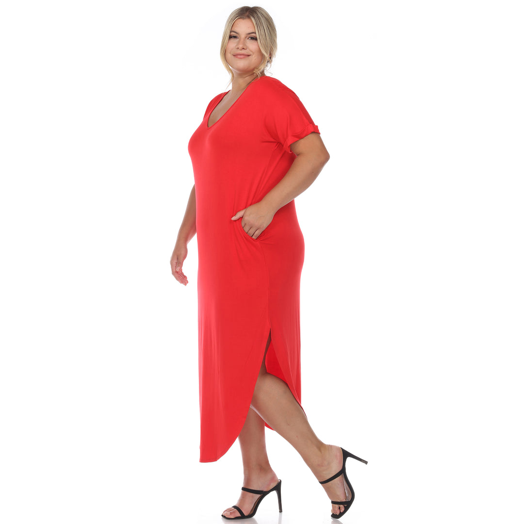 Women's Plus Size Short Sleeve V-neck Maxi Dress