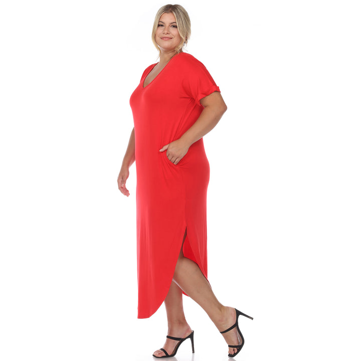 Women's Plus Size Short Sleeve V-neck Maxi Dress