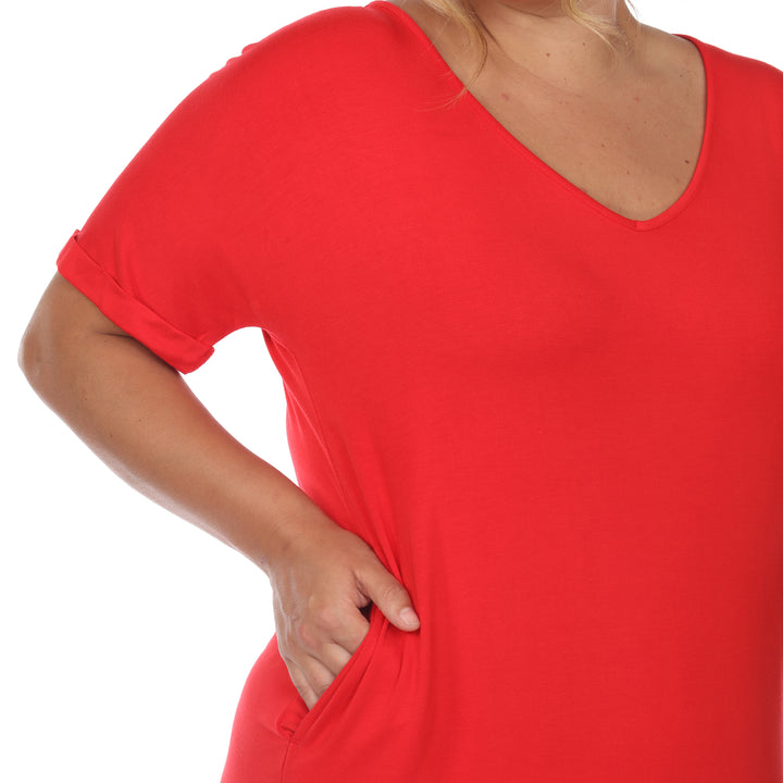 Women's Plus Size Short Sleeve V-neck Maxi Dress