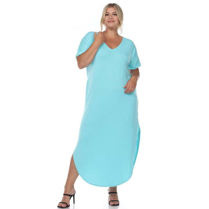 Women's Plus Size Short Sleeve V-neck Maxi Dress
