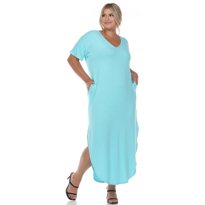 Women's Plus Size Short Sleeve V-neck Maxi Dress