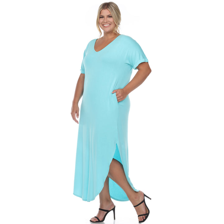 Women's Plus Size Short Sleeve V-neck Maxi Dress