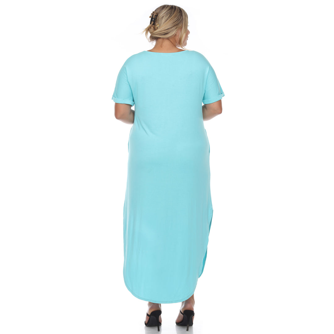 Women's Plus Size Short Sleeve V-neck Maxi Dress