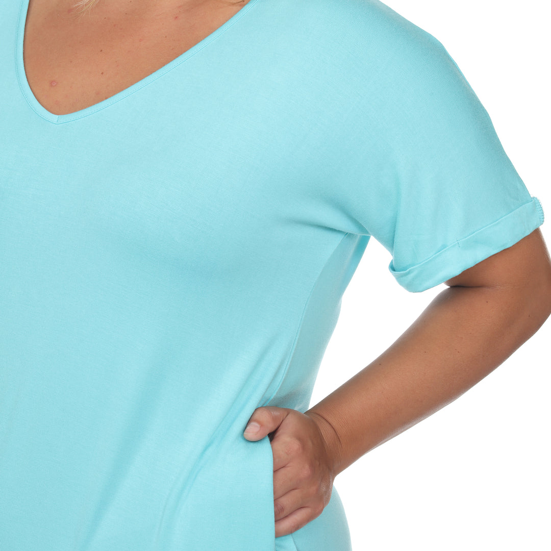 Women's Plus Size Short Sleeve V-neck Maxi Dress