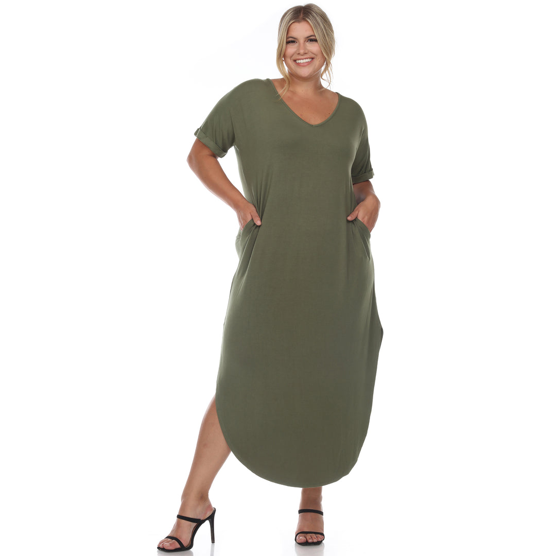 Women's Plus Size Short Sleeve V-neck Maxi Dress