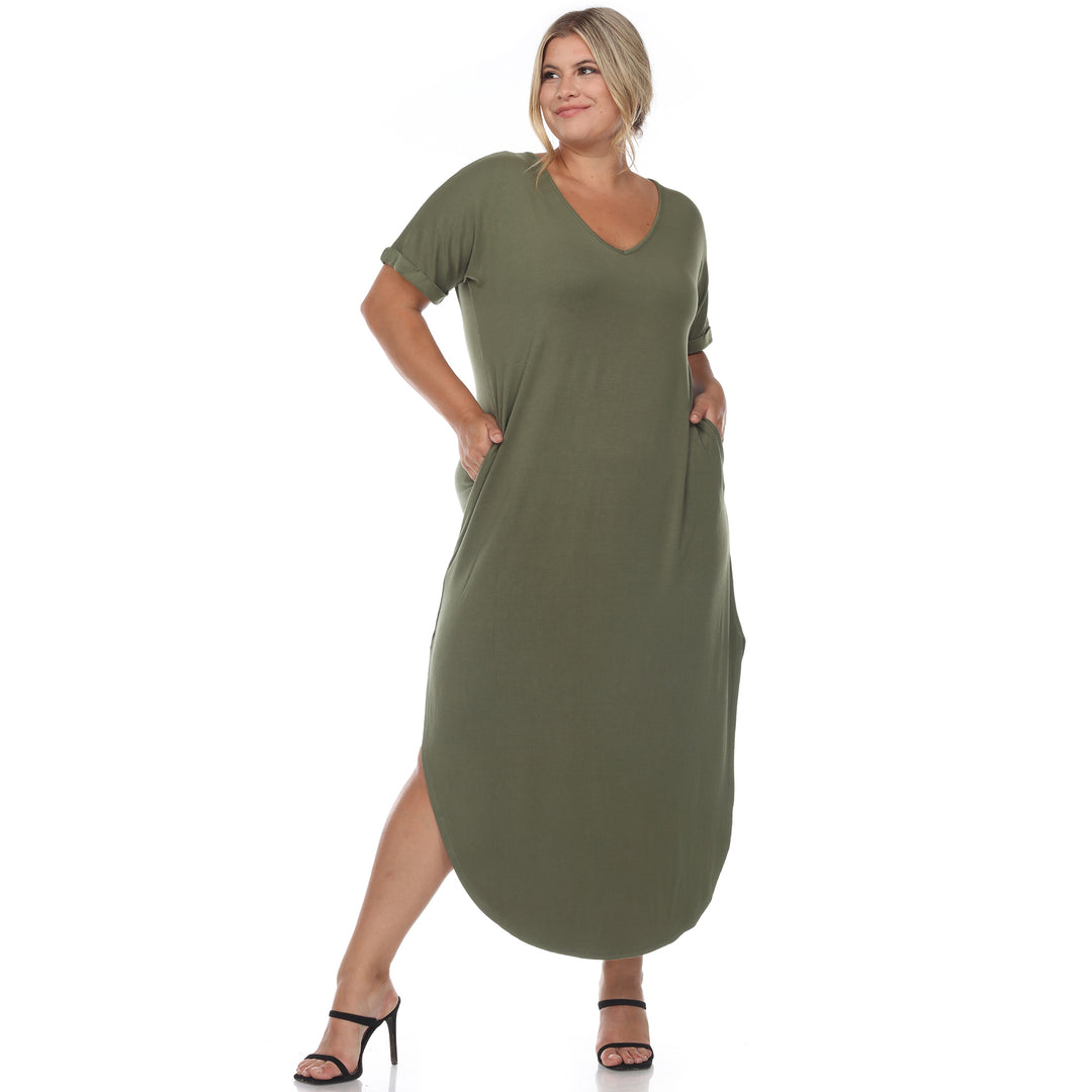 Women's Plus Size Short Sleeve V-neck Maxi Dress