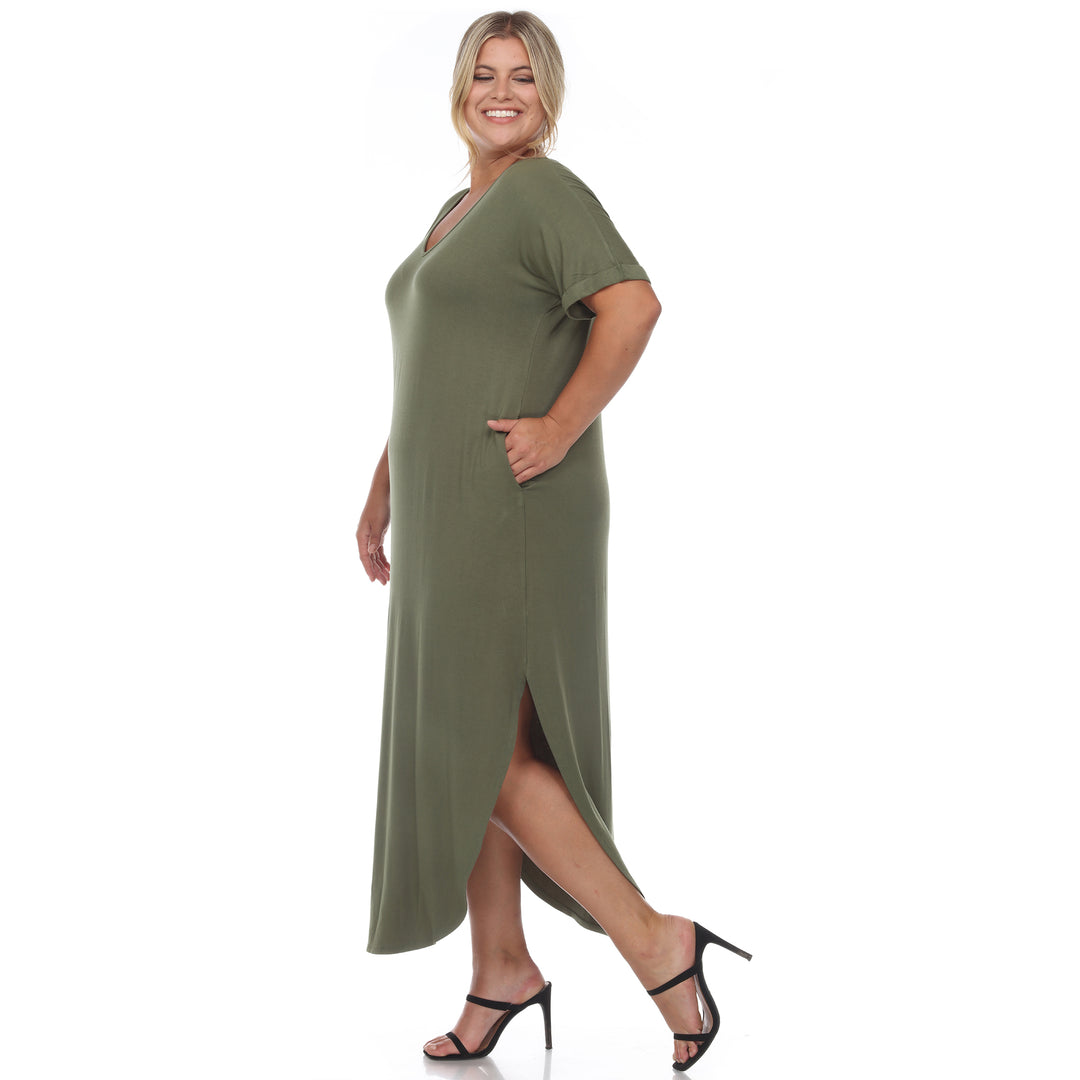 Women's Plus Size Short Sleeve V-neck Maxi Dress