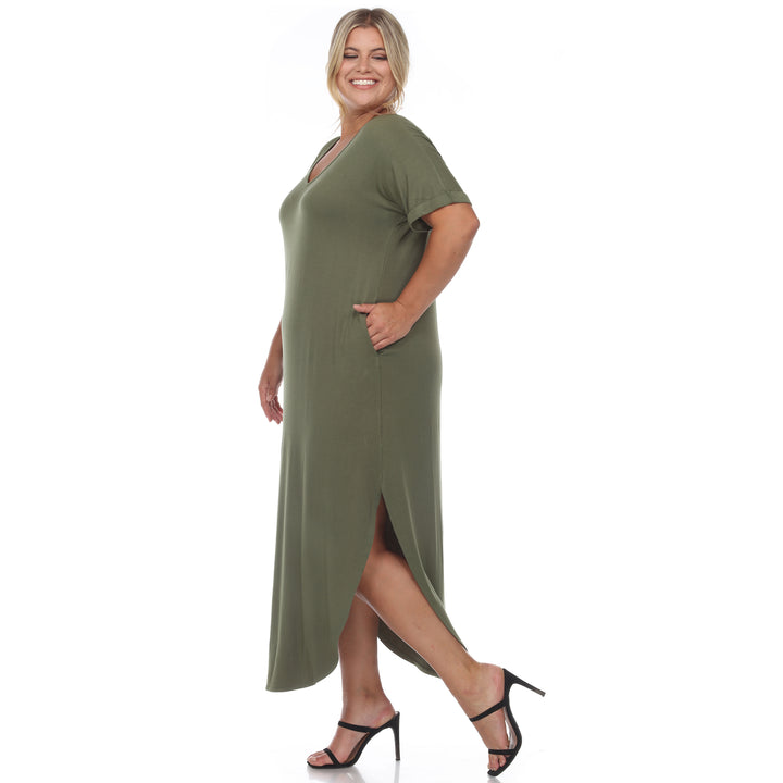 Women's Plus Size Short Sleeve V-neck Maxi Dress