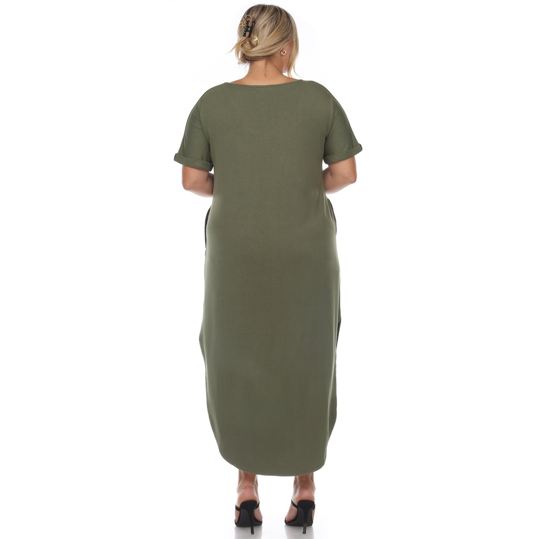 Women's Plus Size Short Sleeve V-neck Maxi Dress